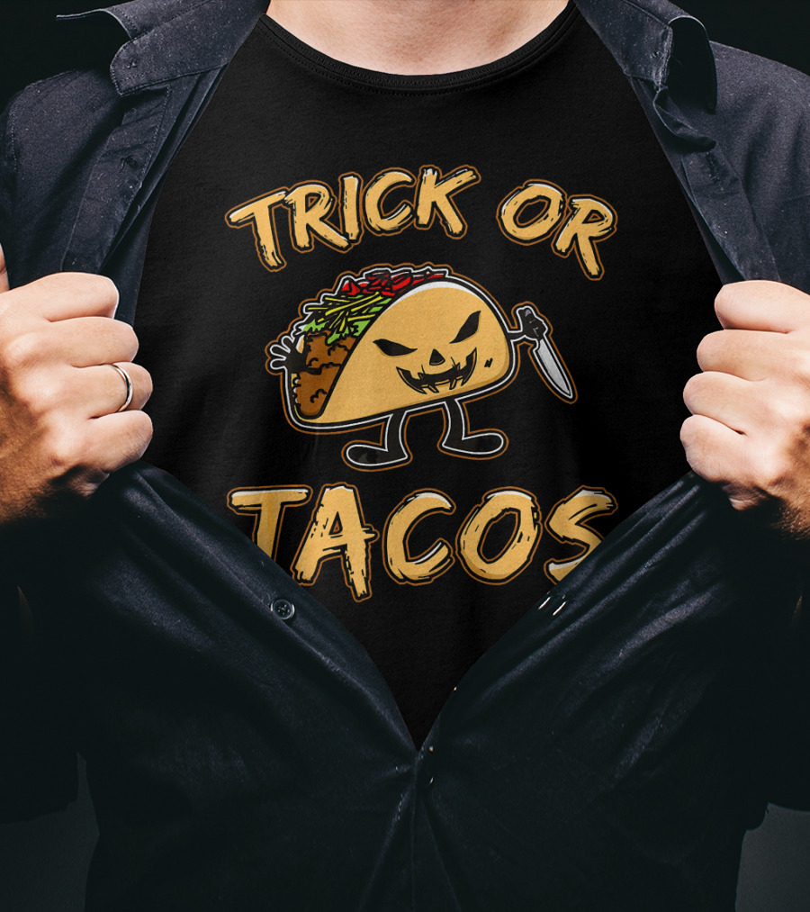 Trick Or Tacos Halloween Cute Jack-O-Lantern Taco Character T-Shirt