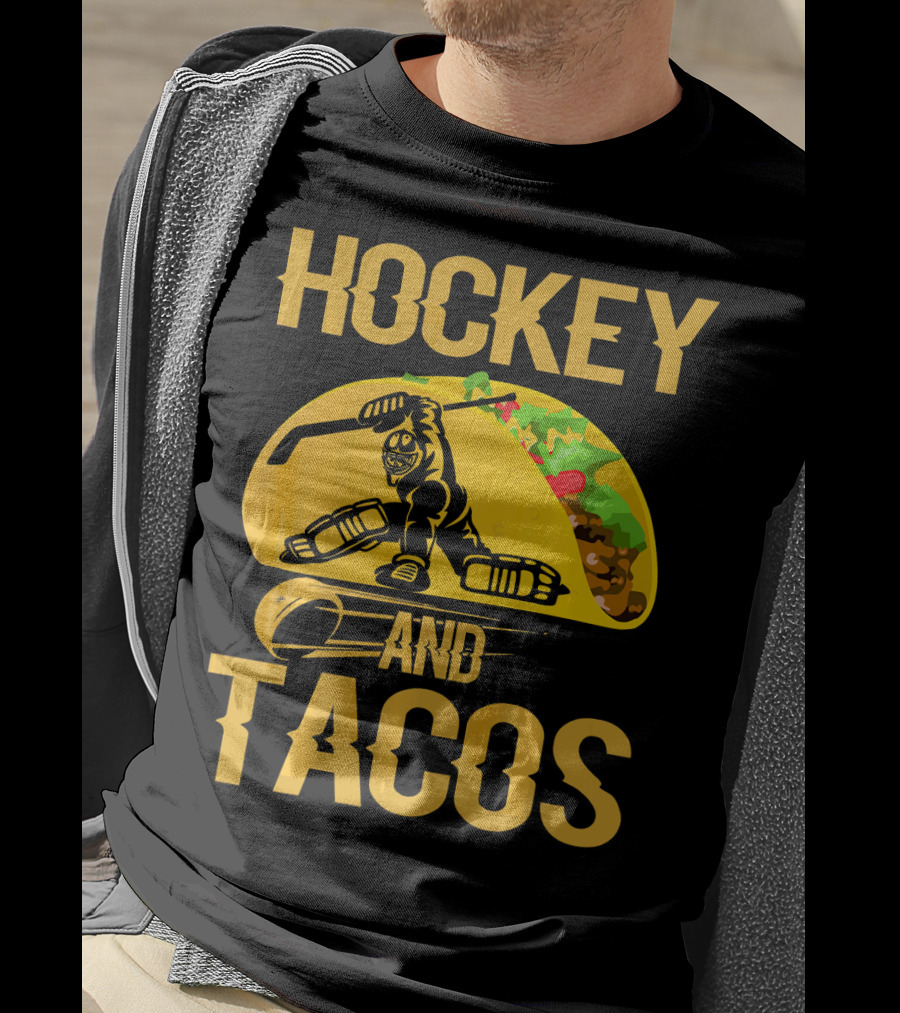 Hockey Taco Enthusiast With Skating Player And Vibrant Filling T-Shirt