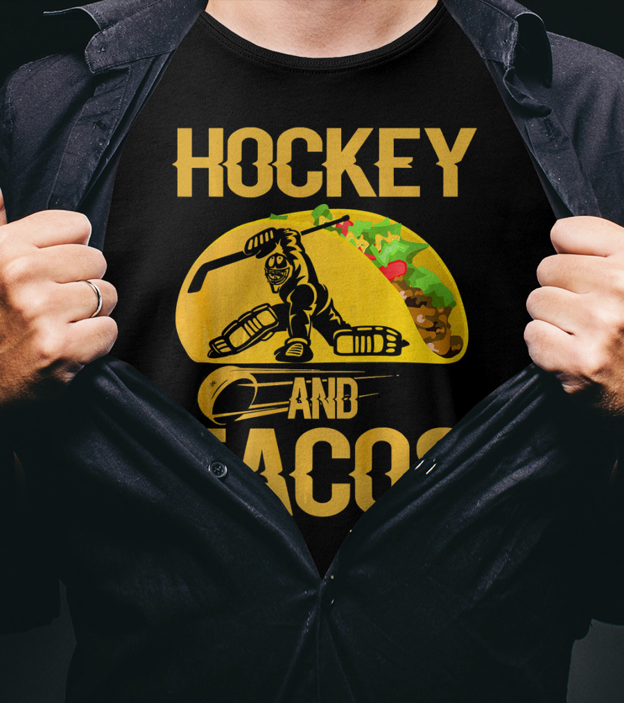 Hockey Taco Enthusiast With Skating Player And Vibrant Filling T-Shirt