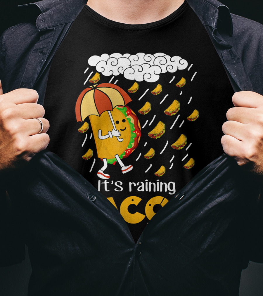 It's Raining Tacos Playful Cartoon Fun T-Shirt
