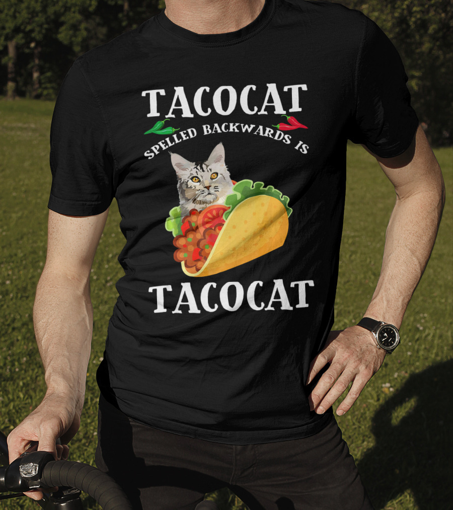 Taco Cat Spelled Backwards Is Tacocat Cat In Taco With Peppers T-Shirt