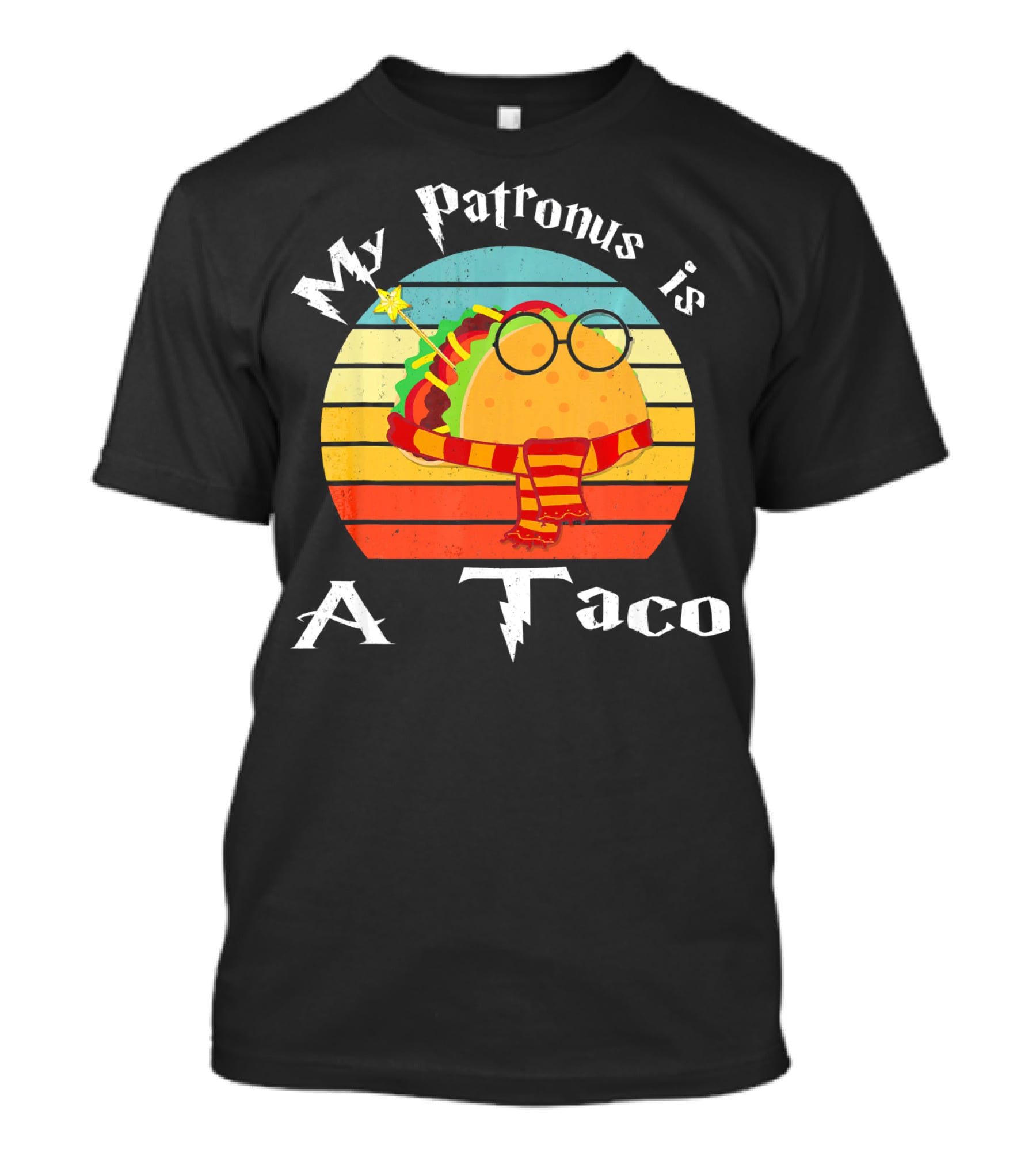 My Patronus Is A Taco Vintage Retro Rainbow Wizardry Fiesta T-Shirt
