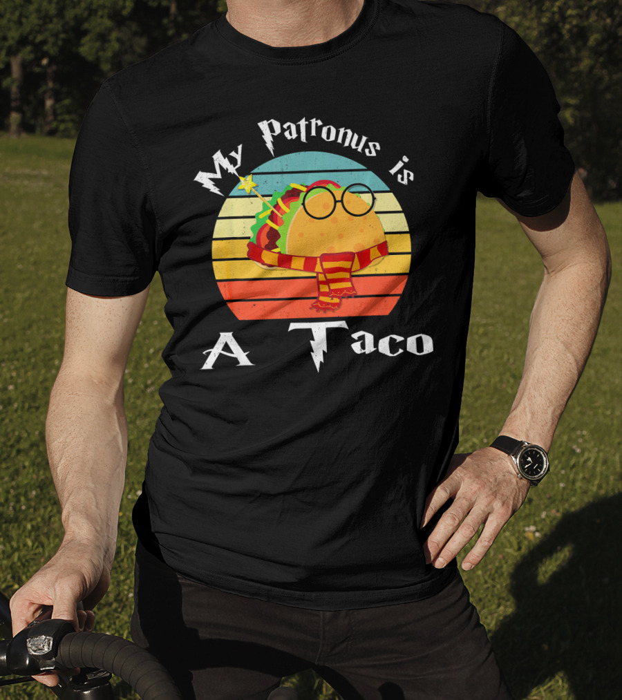 My Patronus Is A Taco Vintage Retro Rainbow Wizardry Fiesta T-Shirt