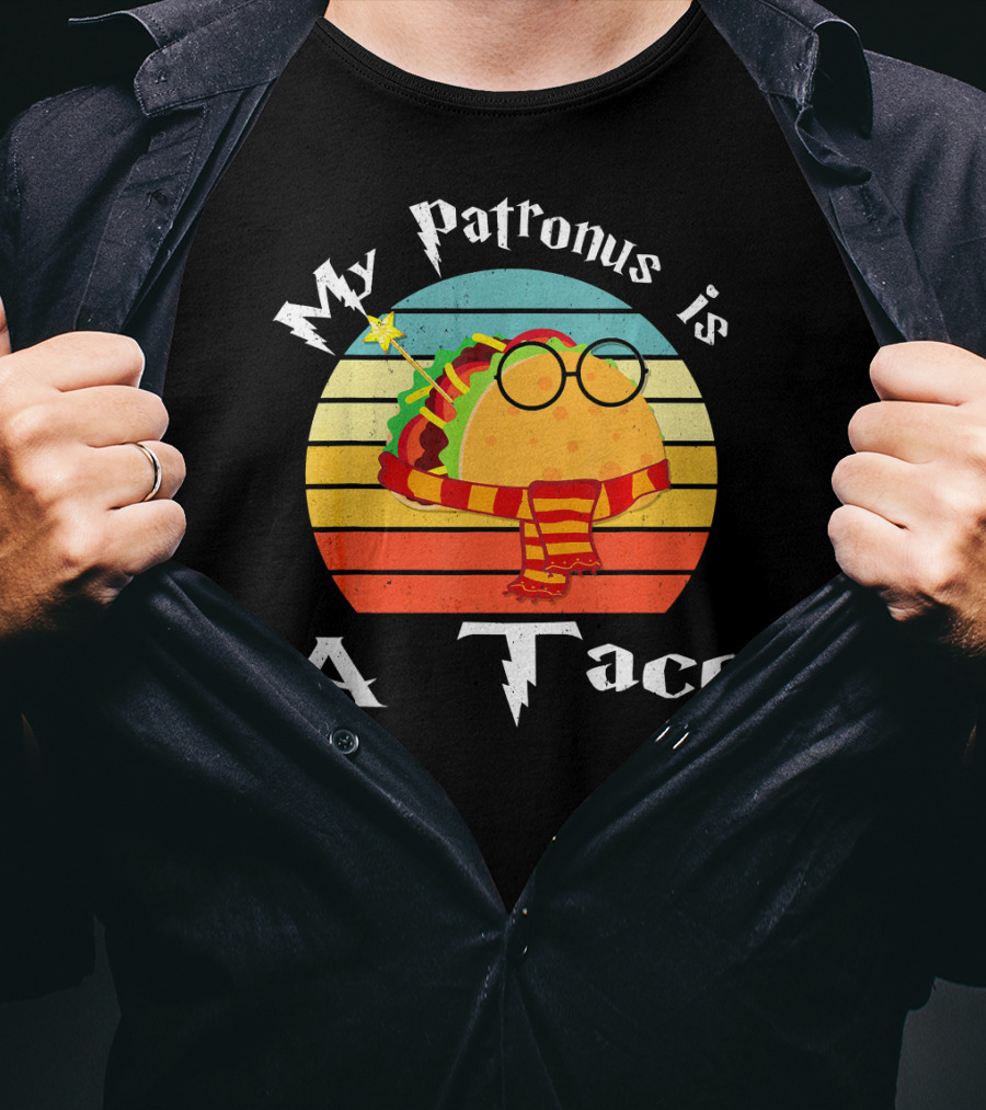 My Patronus Is A Taco Vintage Retro Rainbow Wizardry Fiesta T-Shirt