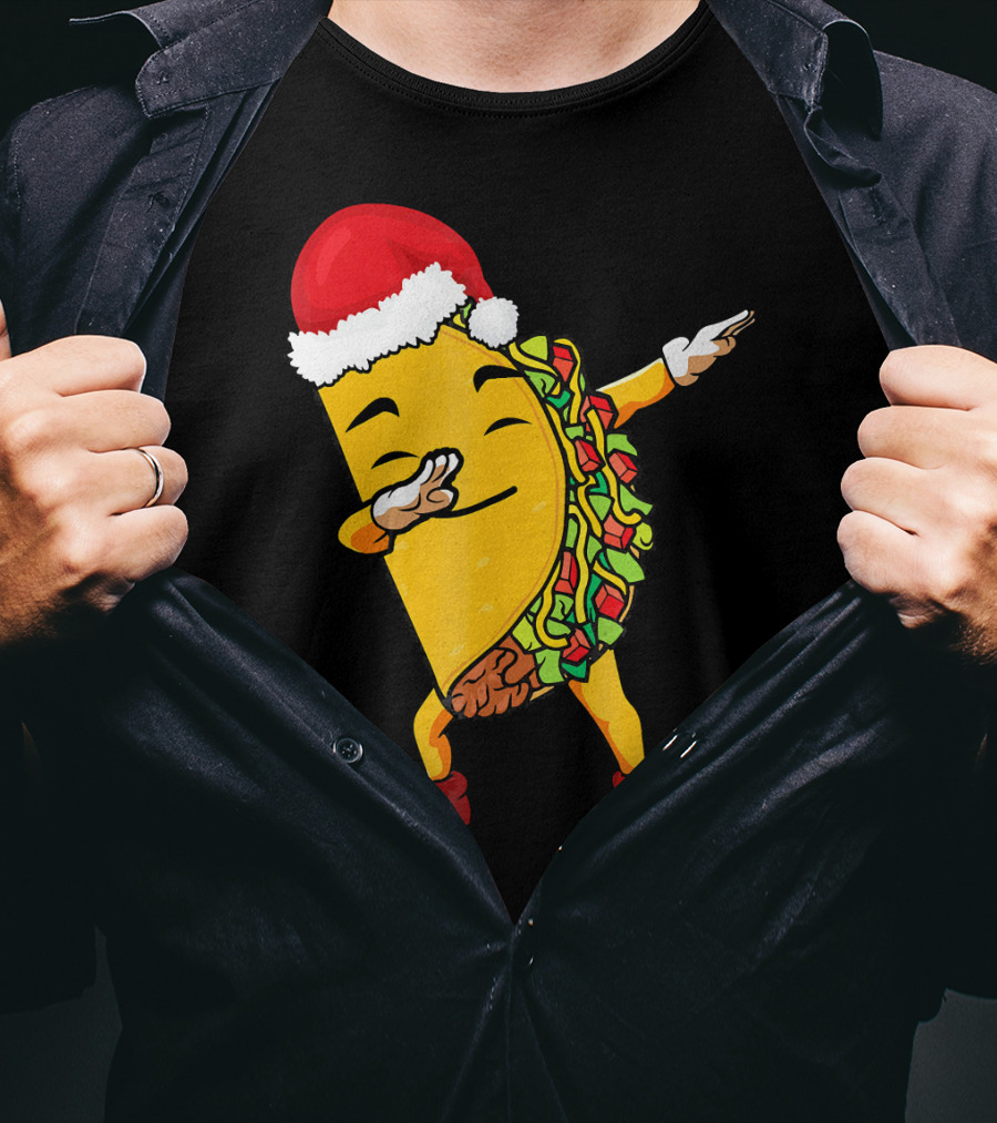 Funny Taco Santa Dabbing Christmas Matcher T-Shirt
