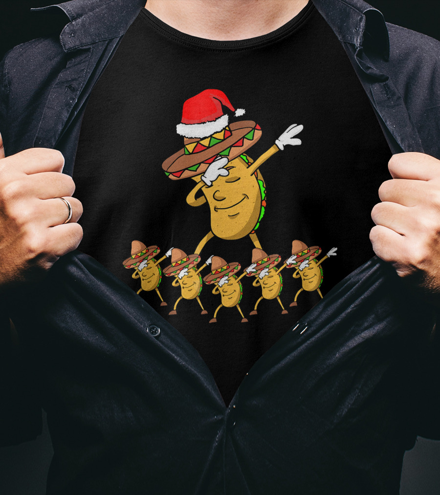 Dabbing Taco Santa Christmas Dance Party Fun T-Shirt