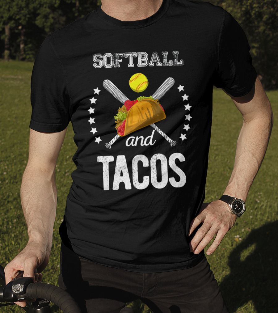Softball And Tacos Crossed Bats And Ball With Taco T-Shirt