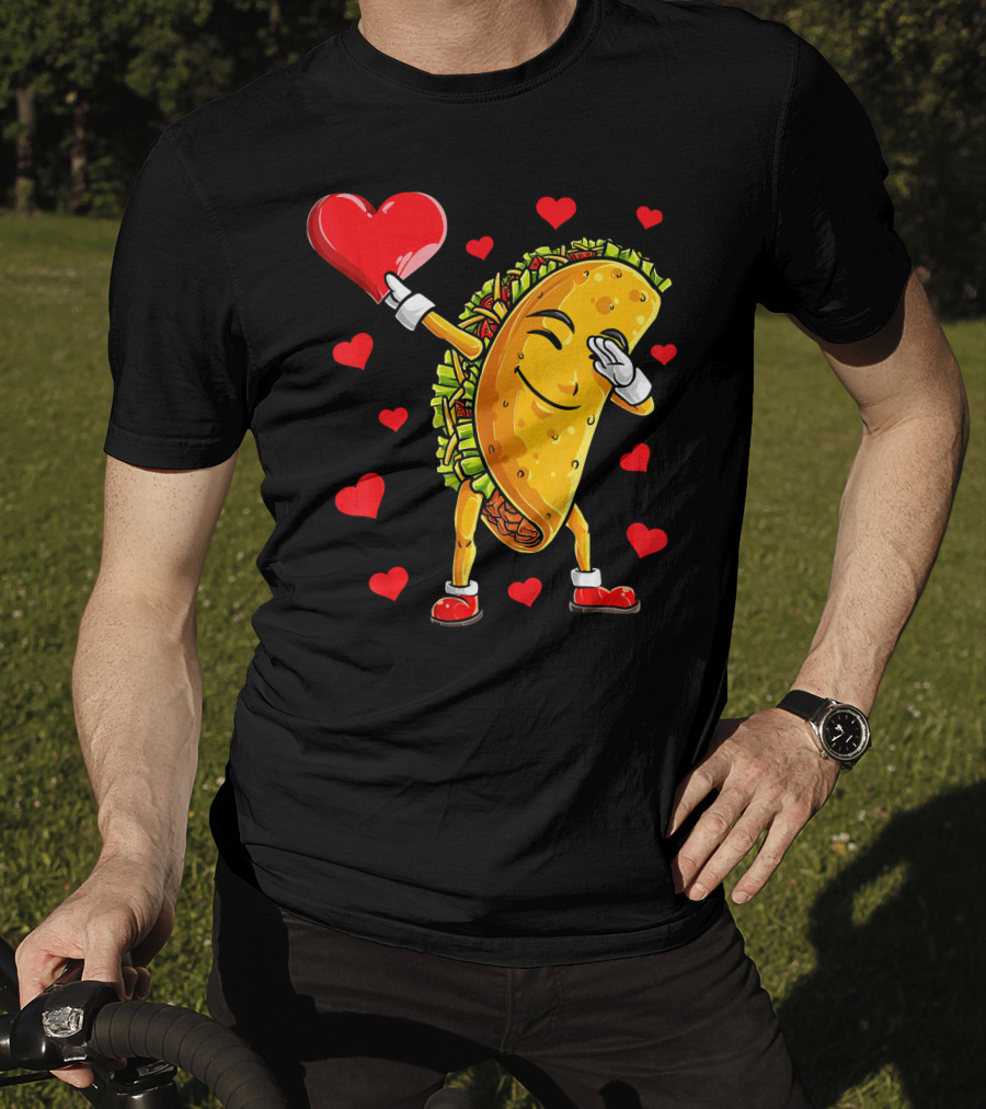 Dabbing Taco With Heart Valentines T-Shirt