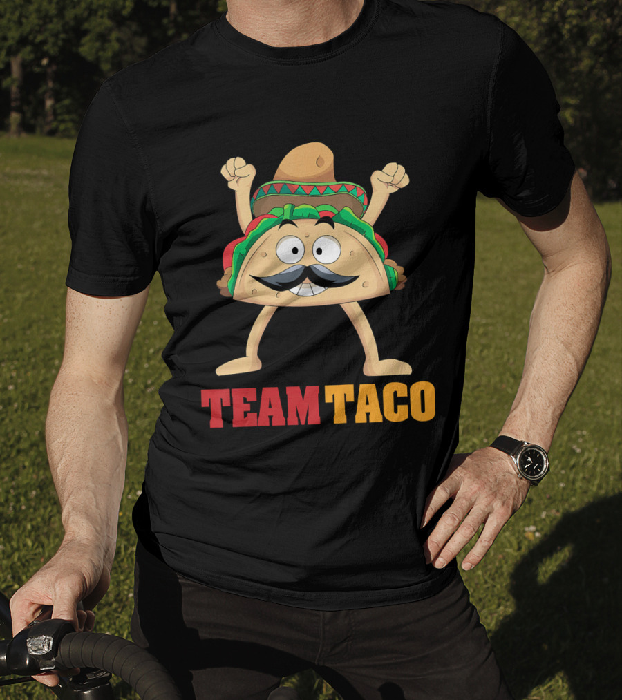 Team Taco Cartoon Mustache Sombrero Enthusiastic T-Shirt