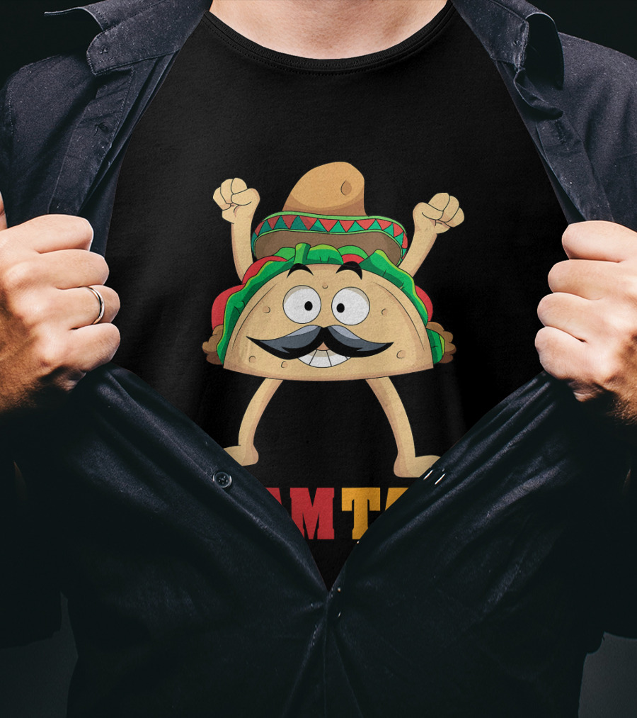 Team Taco Cartoon Mustache Sombrero Enthusiastic T-Shirt