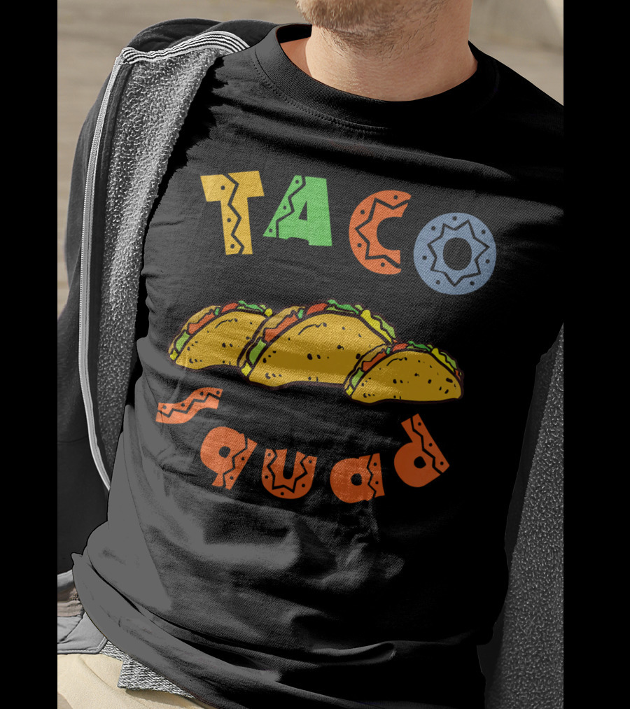Taco Squad Colorful Lettering With Three Tacos T-Shirt