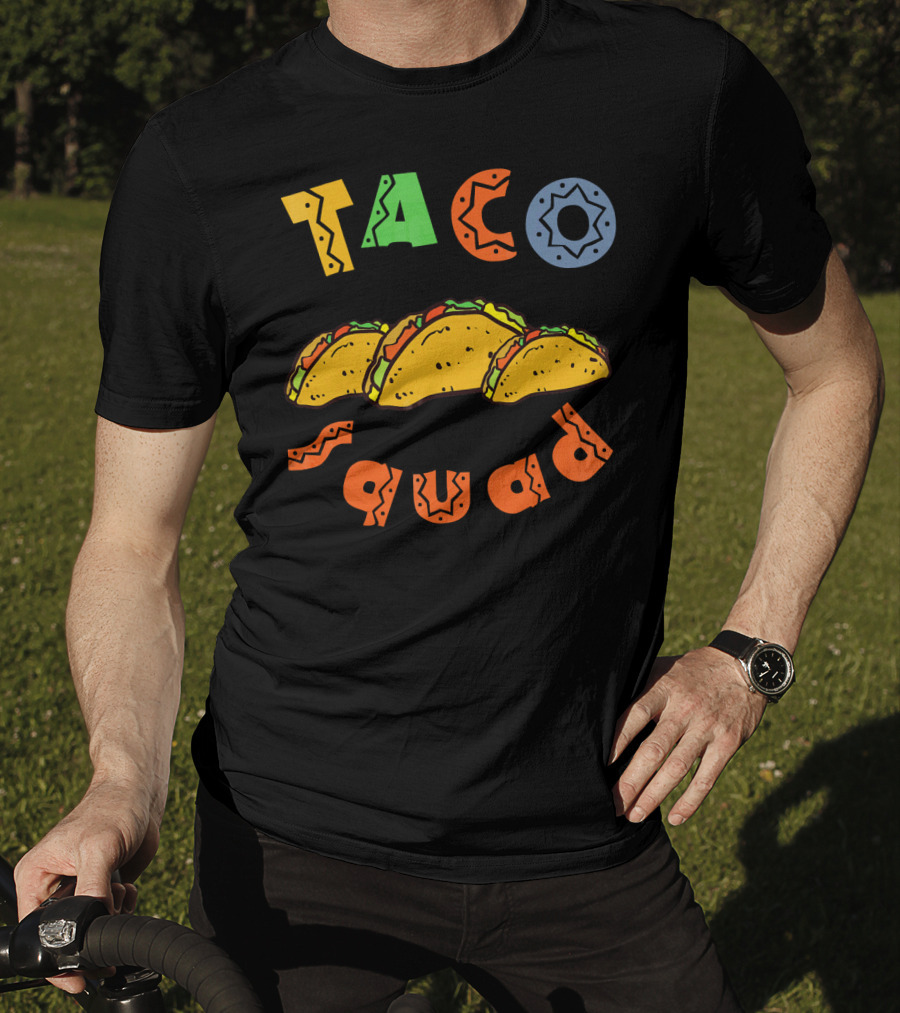Taco Squad Colorful Lettering With Three Tacos T-Shirt