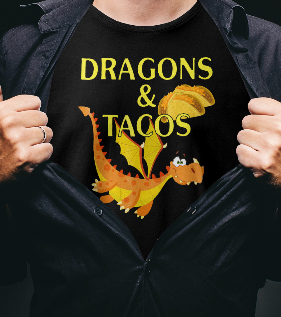 Dragons And Tacos Funny Fantas T-Shirt