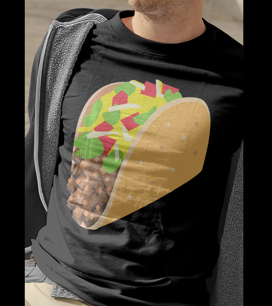 Emoji Taco Tuesday Mexican Tex Mex Torti Pixelated T-Shirt