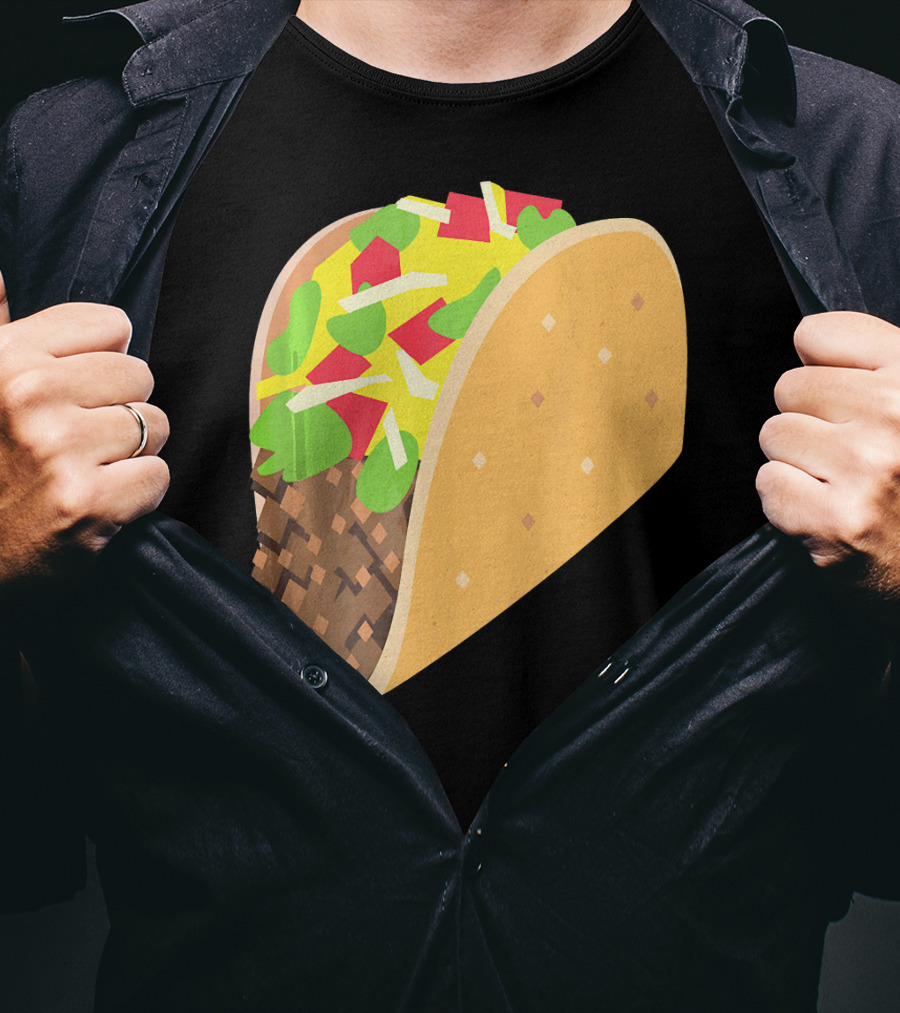 Emoji Taco Tuesday Mexican Tex Mex Torti Pixelated T-Shirt