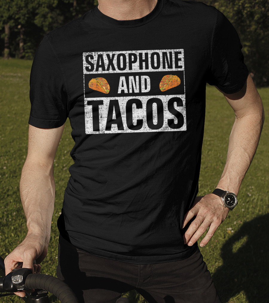 Saxophone And Tacos Vintage Style With Taco Icons T-Shirt