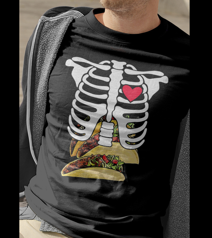 Halloween Funny Skeleton Heart Tacos T-Shirt