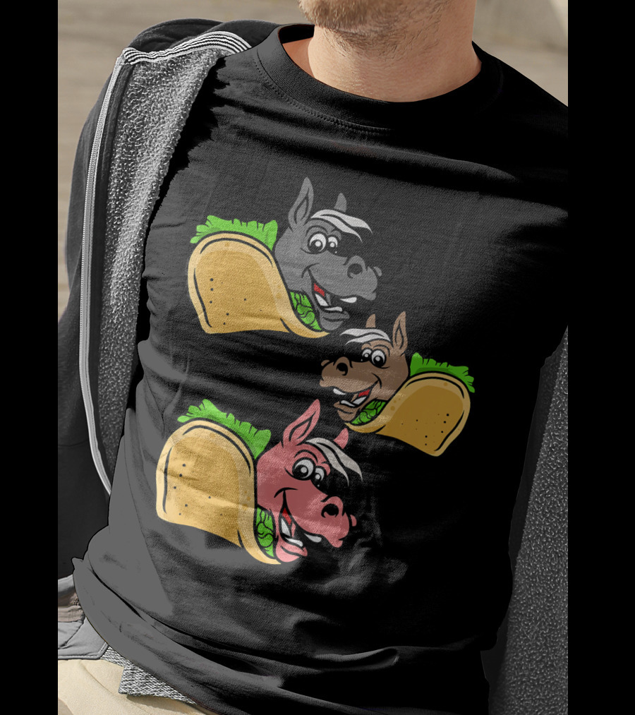 Horses And Tacos Trio Fun Faces T-Shirt