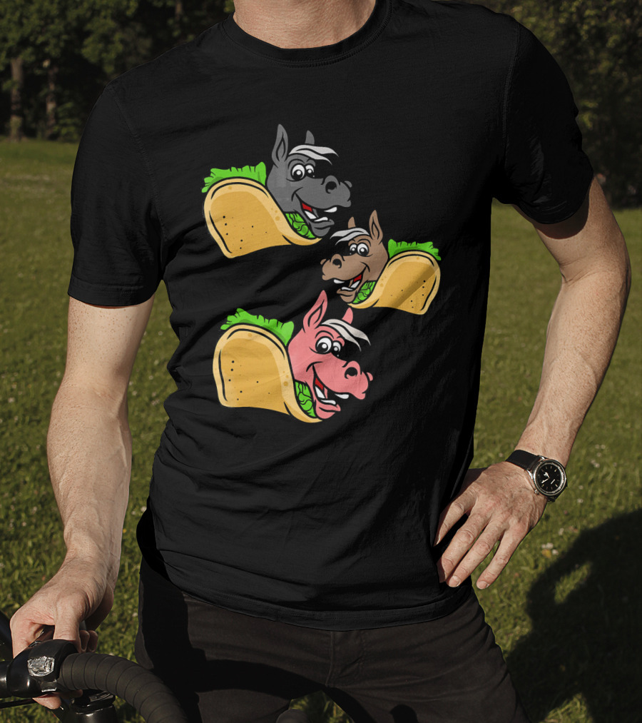 Horses And Tacos Trio Fun Faces T-Shirt