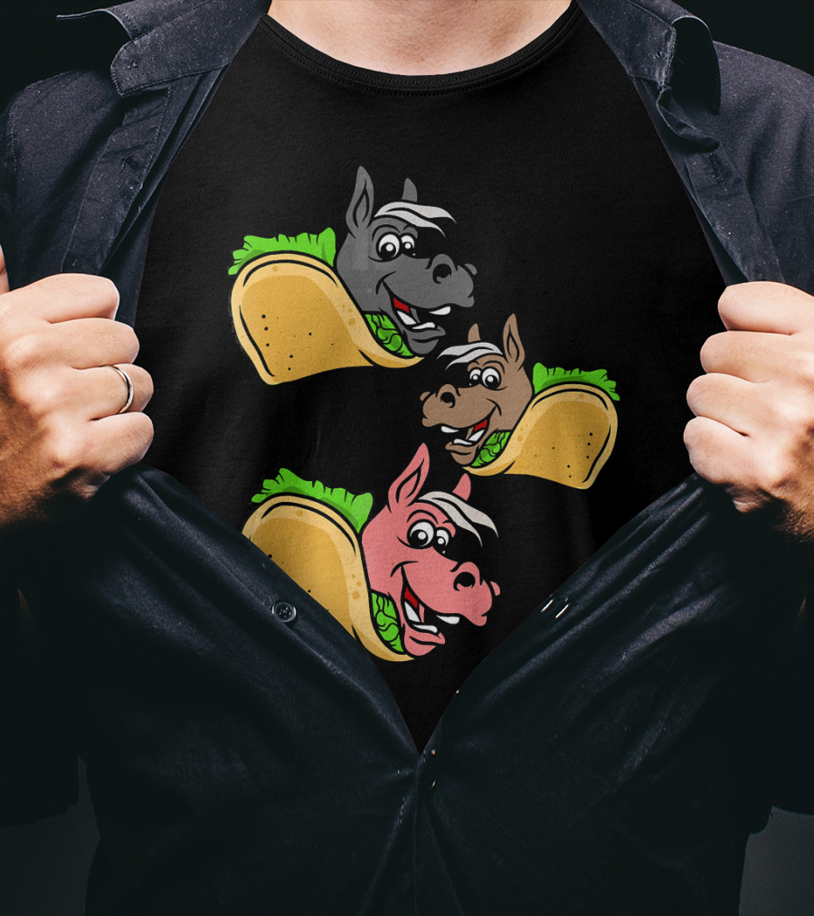 Horses And Tacos Trio Fun Faces T-Shirt