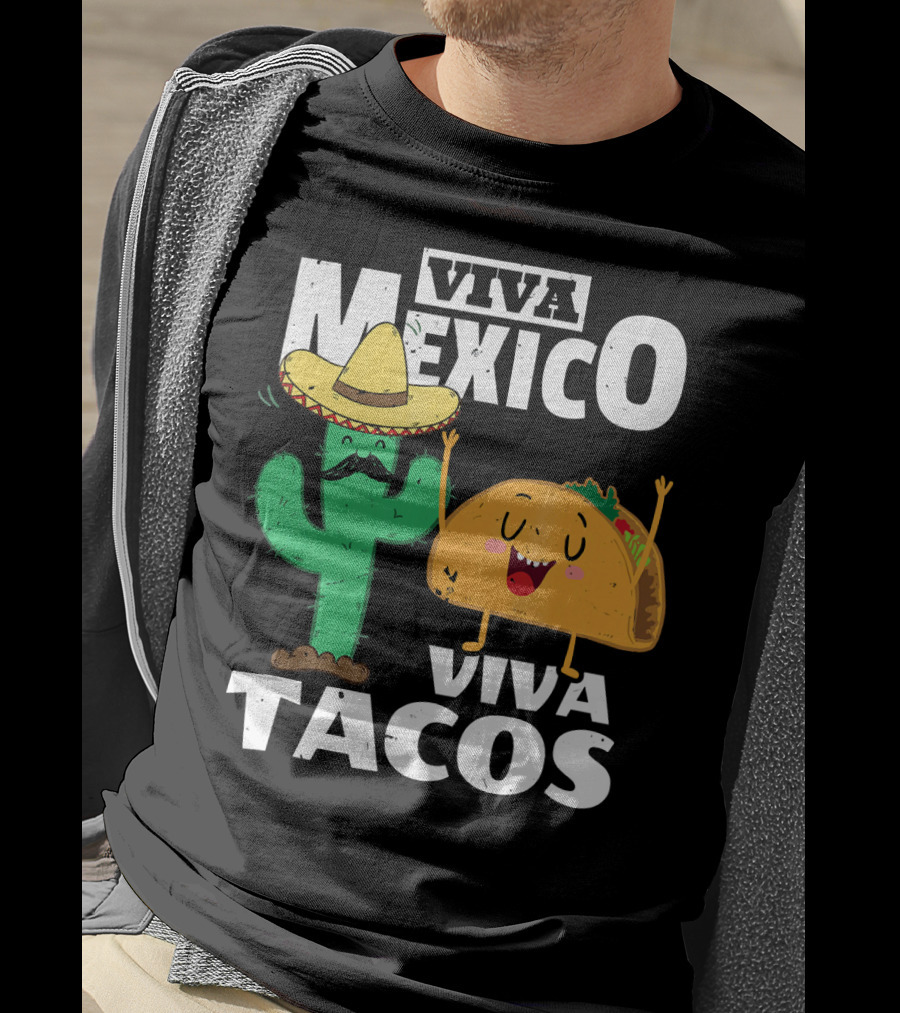 Viva Mexico Viva Tacos Cactus Sombrero T-Shirt