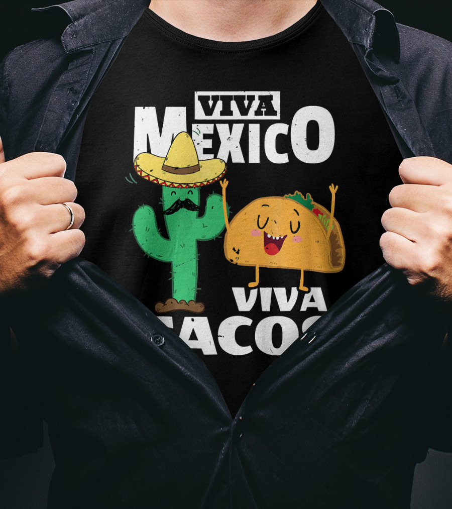 Viva Mexico Viva Tacos Cactus Sombrero T-Shirt