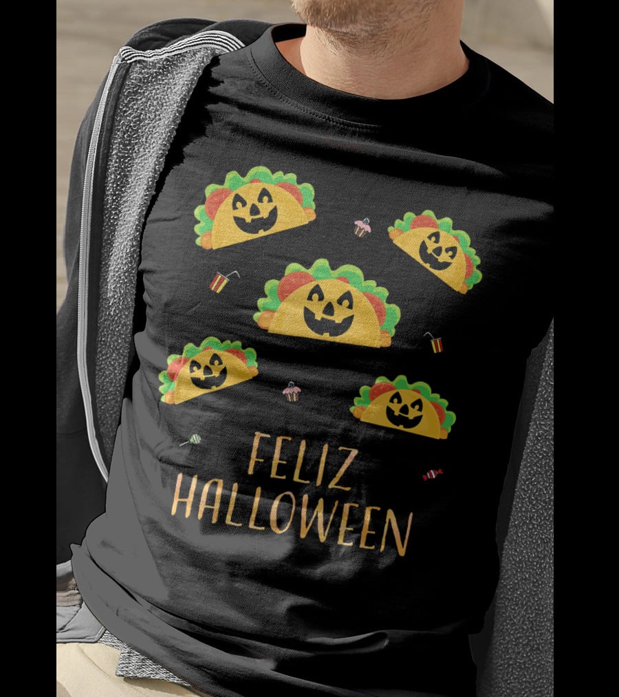 Feliz Halloween Mexican Taco Pumpkins T-Shirt