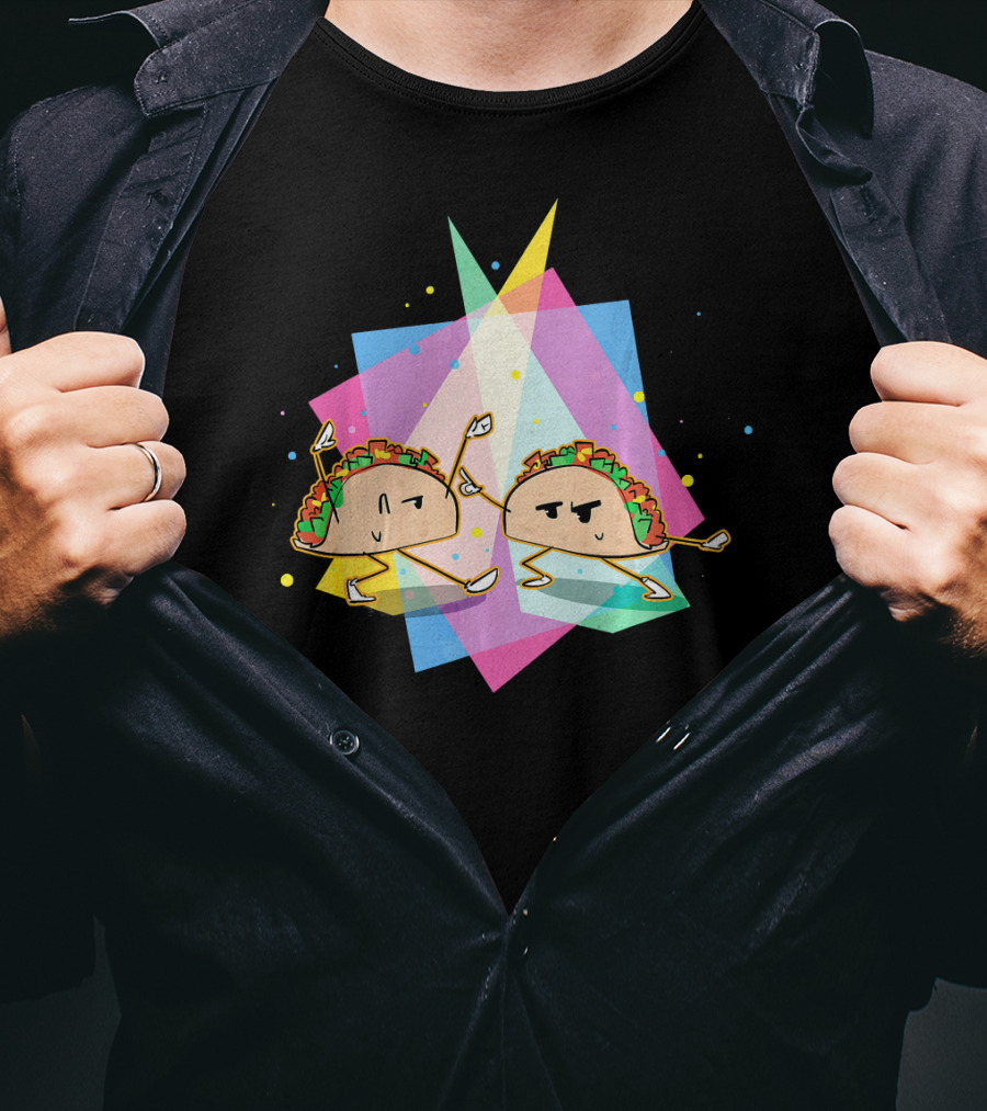 Dancing Disco Tacos Funny Taco 80s Retro T-Shirt