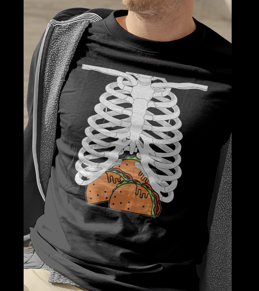 Halloween Taco Lover Skeleton Rib Cage Food Humor T-Shirt