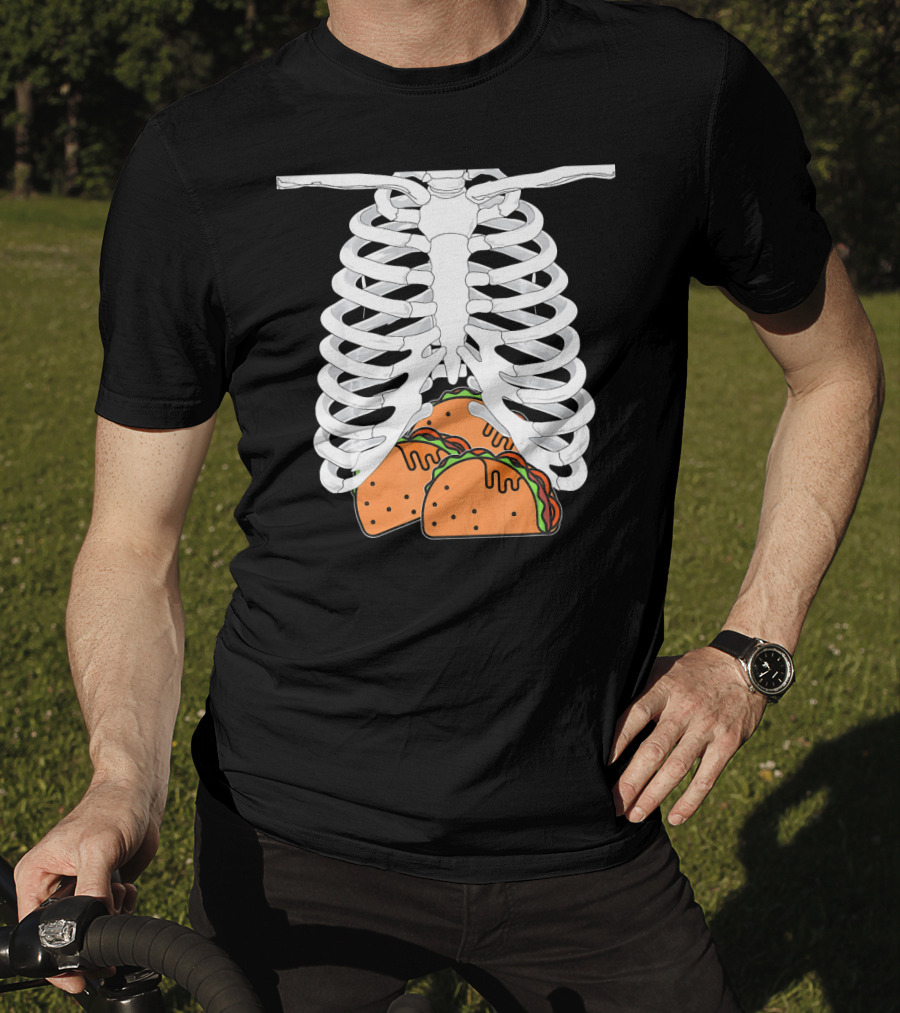 Halloween Taco Lover Skeleton Rib Cage Food Humor T-Shirt