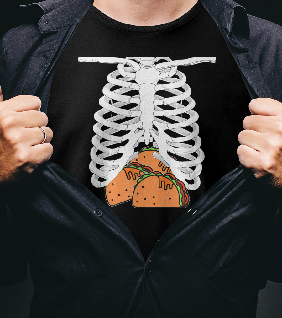 Halloween Taco Lover Skeleton Rib Cage Food Humor T-Shirt