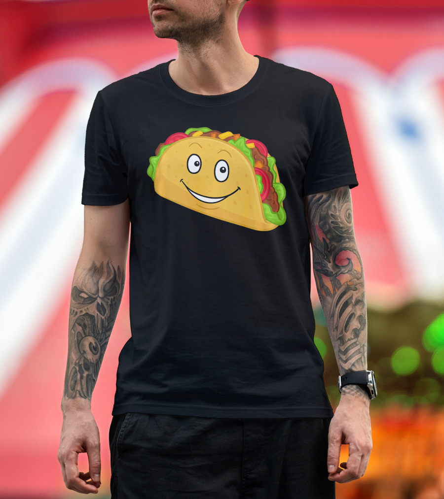 Happy Taco Snack Emoticon Face T-Shirt