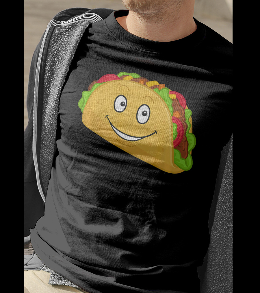 Happy Taco Snack Emoticon Face T-Shirt