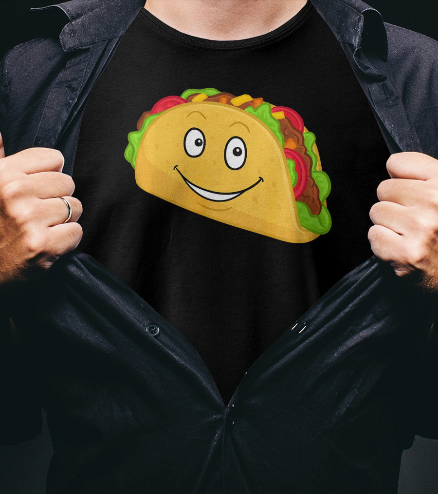 Happy Taco Snack Emoticon Face T-Shirt