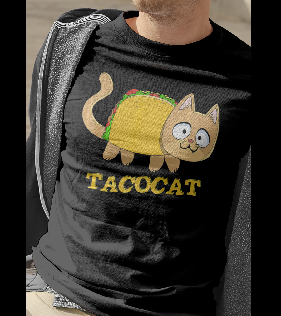 TACOCAT Palindrome Cute Cartoon Funny Cat With Taco Body T-Shirt