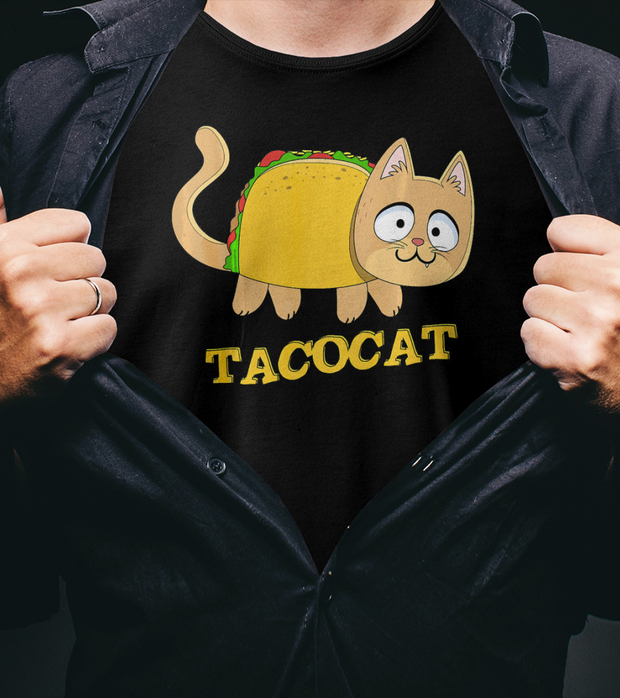 TACOCAT Palindrome Cute Cartoon Funny Cat With Taco Body T-Shirt