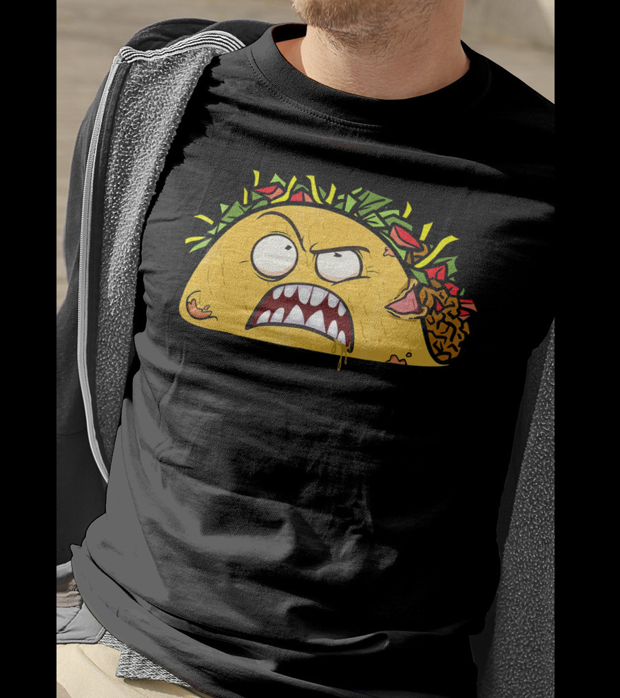 Funny Scary Zombie Tacos Face T-Shirt