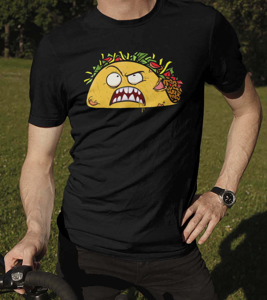 Funny Scary Zombie Tacos Face T-Shirt