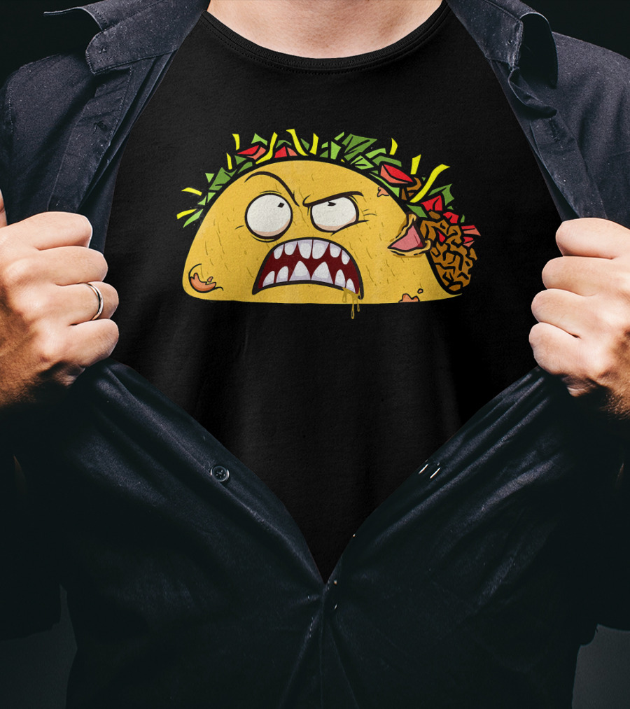 Funny Scary Zombie Tacos Face T-Shirt