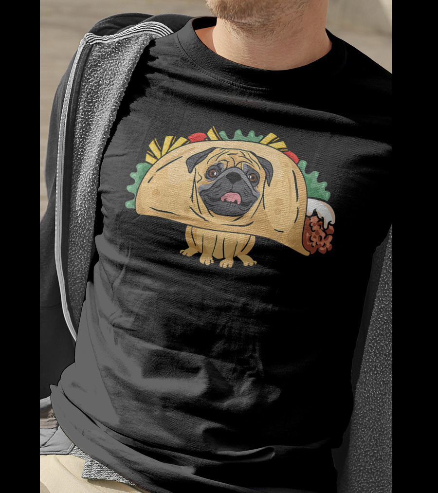 Funny Pug Taco Life Dog Fusion Humor T-Shirt
