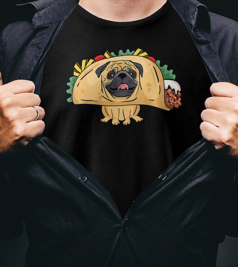 Funny Pug Taco Life Dog Fusion Humor T-Shirt