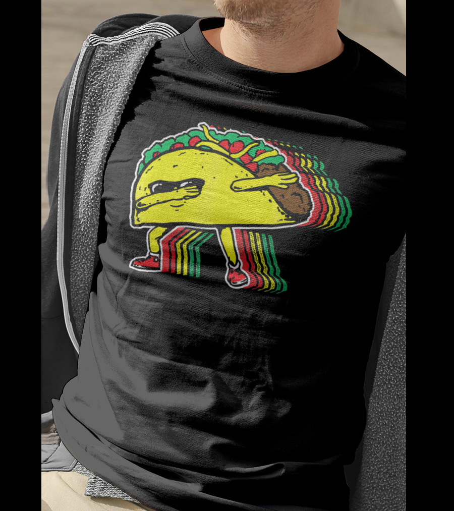 Dabbing Taco With Retro Multicolor Vibe T-Shirt