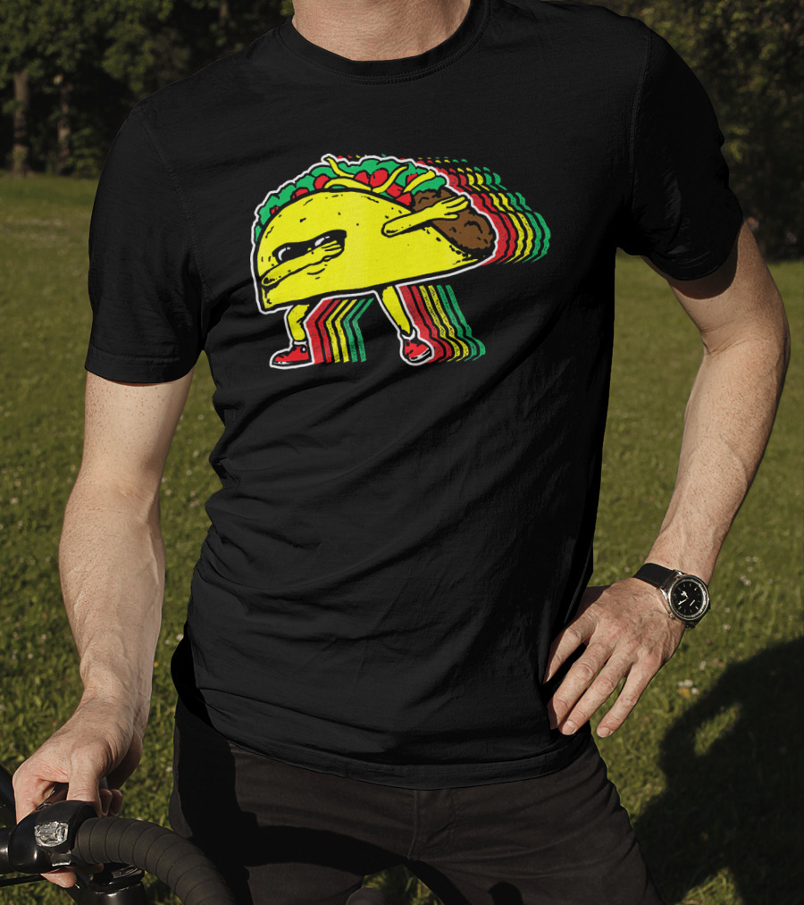Dabbing Taco With Retro Multicolor Vibe T-Shirt