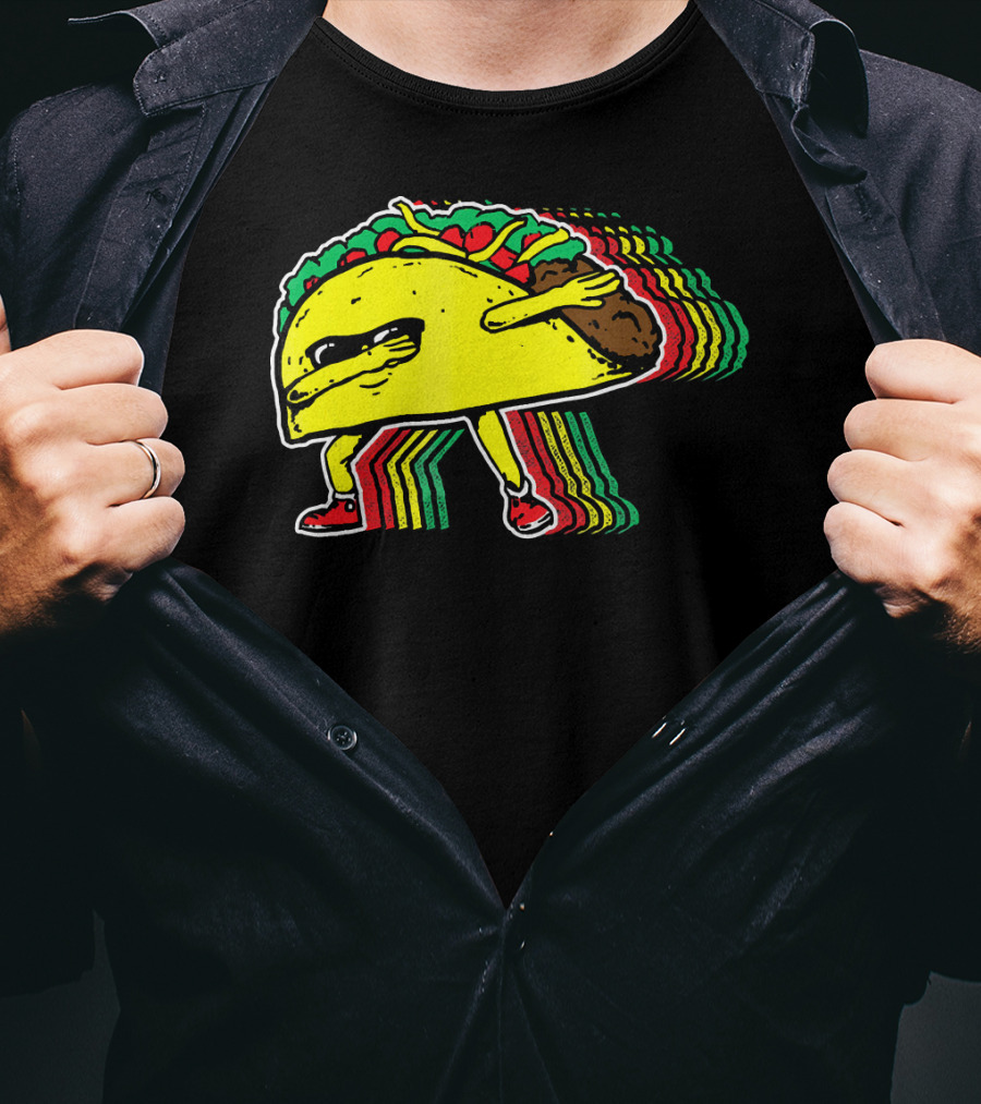 Dabbing Taco With Retro Multicolor Vibe T-Shirt