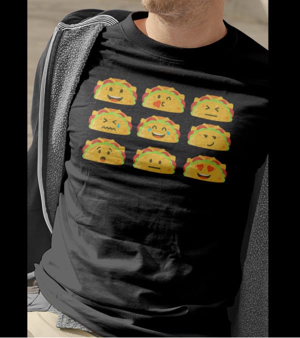 Taco Emoji Faces Mexican Food Lover Humor T-Shirt