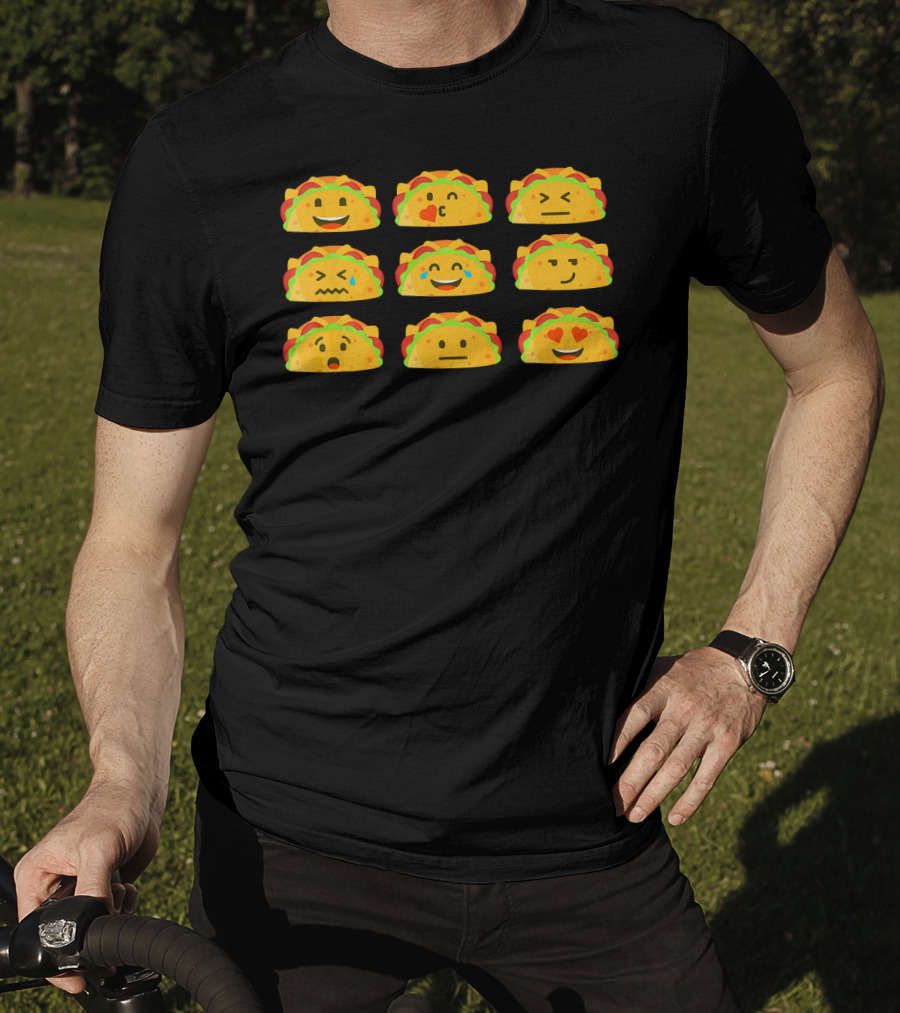 Taco Emoji Faces Mexican Food Lover Humor T-Shirt