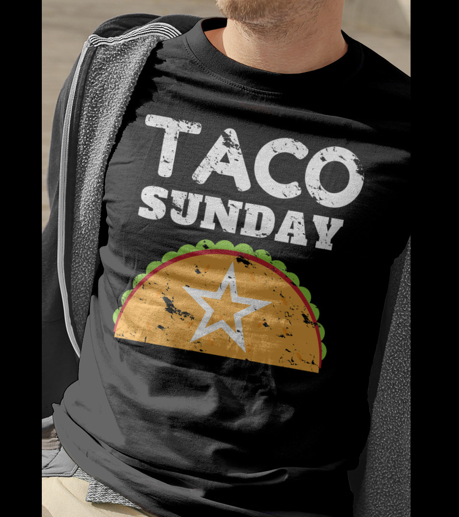 Taco Sunday With Star Inside Crunchy Shell Ribbed Edge T-Shirt