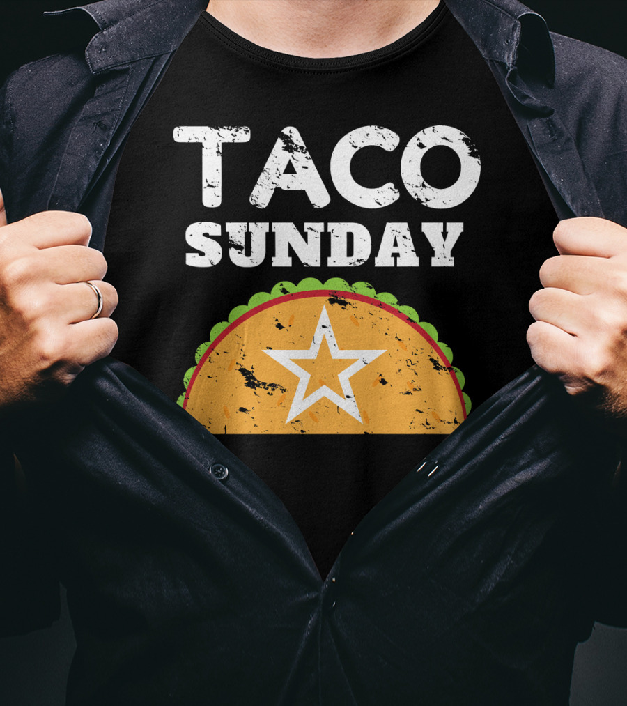 Taco Sunday With Star Inside Crunchy Shell Ribbed Edge T-Shirt