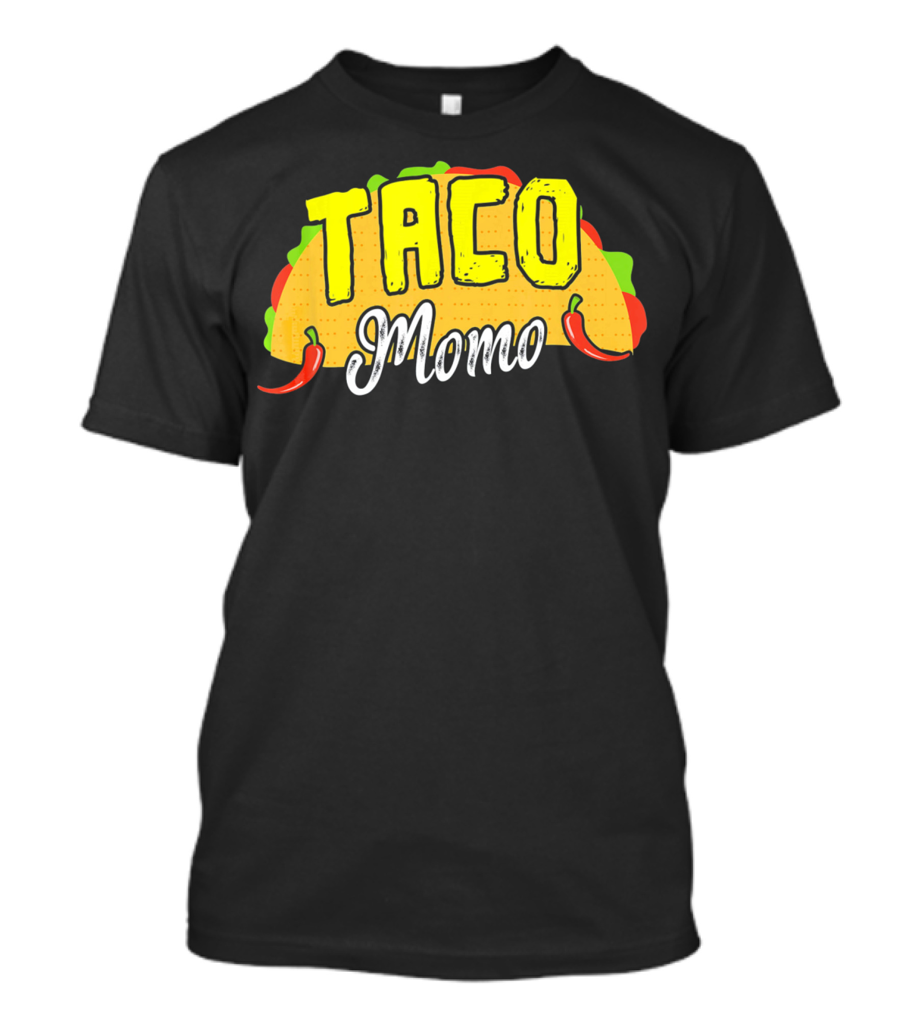 Taco Momo Grandma Mexican Food Fiesta Colorful Taco And Chili Peppers T-Shirt