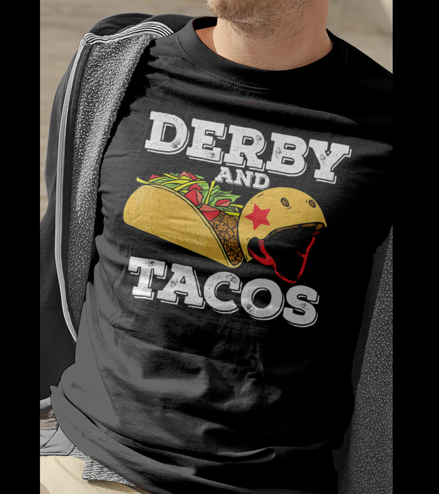 Derby And Tacos Helmet With Star And Taco Filling T-Shirt